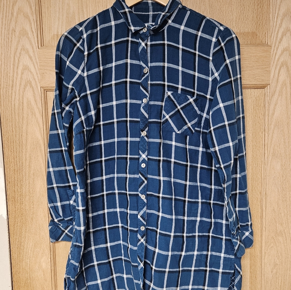 J. Jill Medium Blue Plaid Cotton Shirt